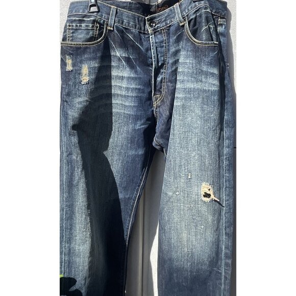 Vintage Ed Hardy Denim Jeans Distressed Look Designer Fashion Mens Size 40x32 - Picture 1 of 15